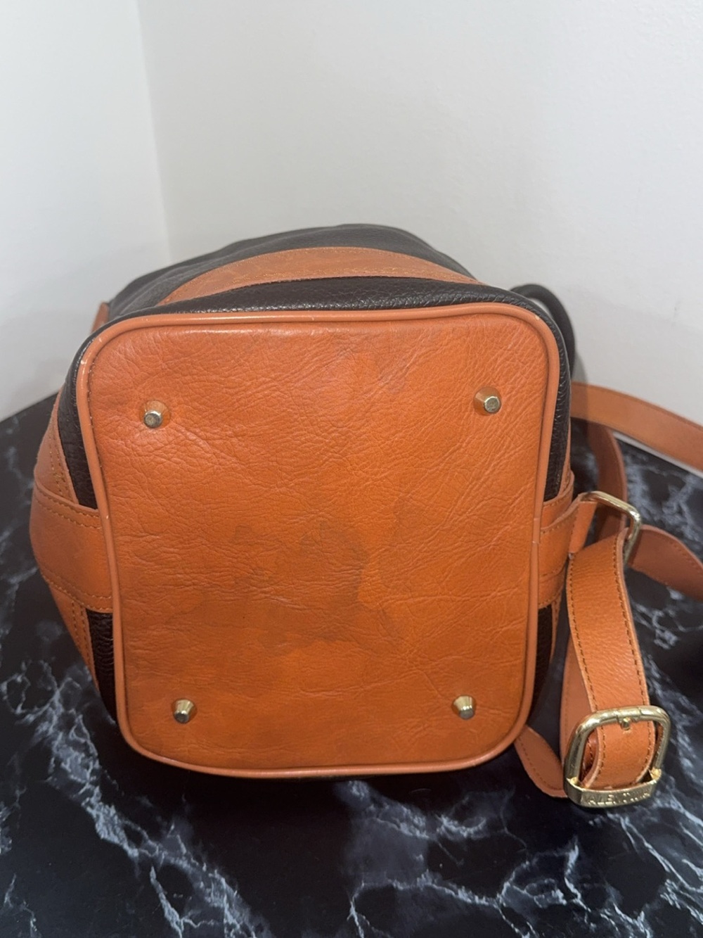 Valentina Pebbled Genuine Leather Black Bucket Sling Bag Backpack AUTHENTIC - Picture 13 of 15